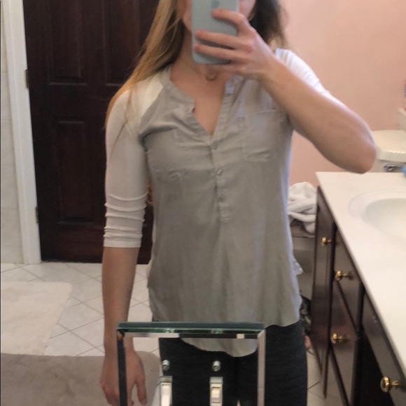 3/4 Length Sleeve, Button up T-Shirt - Picture 4 of 5